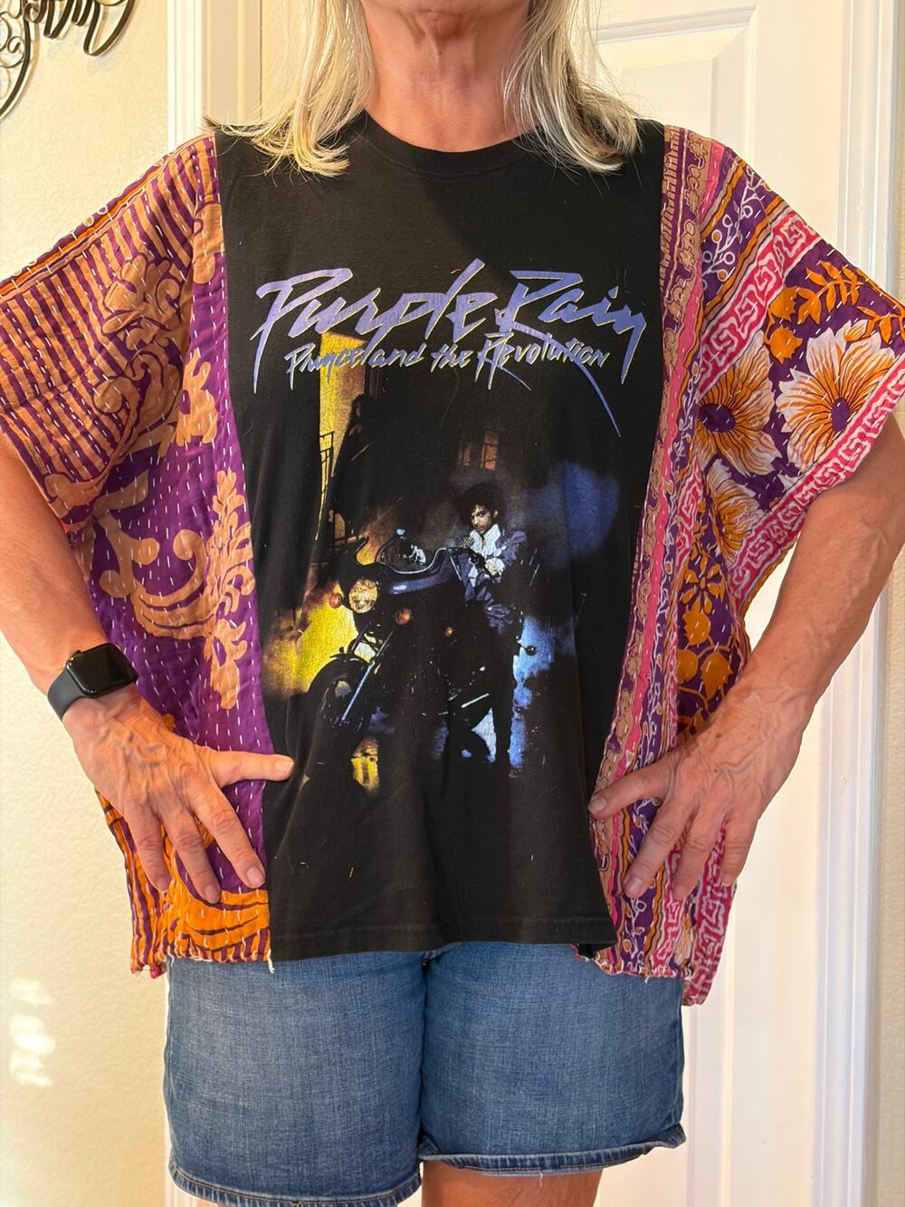 Prince Purple Rain Upcycled Kantha Tunic Top Shirt OS Handmade